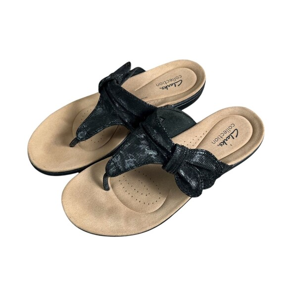 Clarks Laurieann Rae Women's Black Lightweight Thong Comfort Sandals  Size 8.5 - Picture 3 of 14